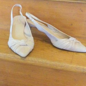 Franco Sarto pale pink sling back suede shoes